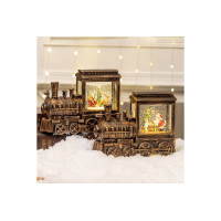 Новорічний LED-світильник-декор  Паровоз HC-D013  музичний святковий світильник із ефектом падаючого снігу, USB та батарейки AA, настільний декор