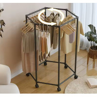 Вішак обертовий StyleHome 360 HexaRack із металевим каркасом та коліщатками — шестикутна мобільна стійка для одягу у спальню, гардеробну чи шоурум