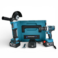 Набір акумуляторних інструментів Instrumentop  2в1 68V  безщітковий дриль-шуруповерт і кутова шліфмашина з 2 акумуляторами 5.0Ah Li-Ion у кейсі, професійний комплект для ремонту та будівництва