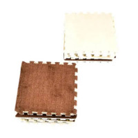 Комплект плюшевих килимків-пазлів 30×30 см, бежево-білий, 10 шт.