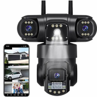 YFY003 V380 WIFI зовнішня поворотна IP камера три камери чорна