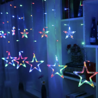 Гірлянда "Зорі" (Зорепад)  LED 12 зірок, мікс кольорів| Ідеальна прикраса для зимових свят