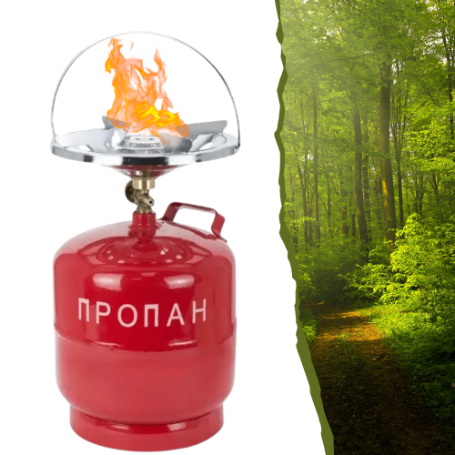 Газовий балон 8 л червоний з пальником 21 см: якісне обладнання для вашого відпочинку.