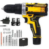 Універсальний набір інструментів YellowPro DuoForce 12V — акумуляторний шуруповерт та мініболгарка з 2 батареями