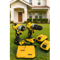 Потужний набір інструментів YellowPower 2в1 — акумуляторний шуруповерт і гайковерт 12V з двома акумуляторами та міцним кейсом 