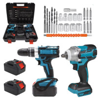 Акумуляторний набір інструментів PowerSet 2в1 —  шуруповерт та гайковерт з 2 батареями 