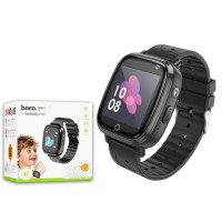 Дитячий смарт-годинник з можливістю дзвінків Hoco Y100 Smart Baby Watch — Чорний, з GPS-навігацією та сенсорним дисплеєм