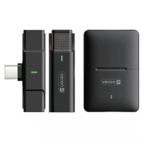 Петличний бездротовий мікрофон Veron EP033AH-C з USB-C для смартфонів Android, ноутбуків і планшетів  з кейсом-зарядкою та підтримкою онлайн-трансляцій