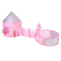 Дитячий великий ігровий будиночок-намет із тунелем, рожевий, для активних ігор та розвитку уяви