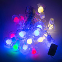 Світлодіодна гірлянда-штора XMAS  Прозорі кулі 5 м, 20 LED, мультиколір - тепле біле, декоративне святкове освітлення для дому та вулиці